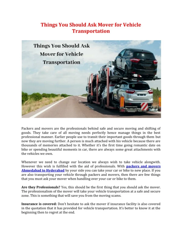 things you should ask mover for vehicle