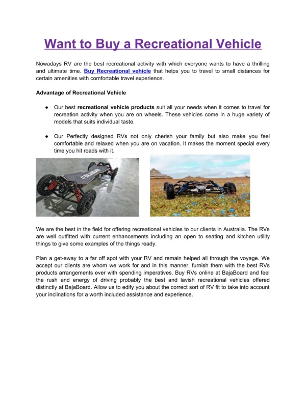want to buy a recreational vehicle