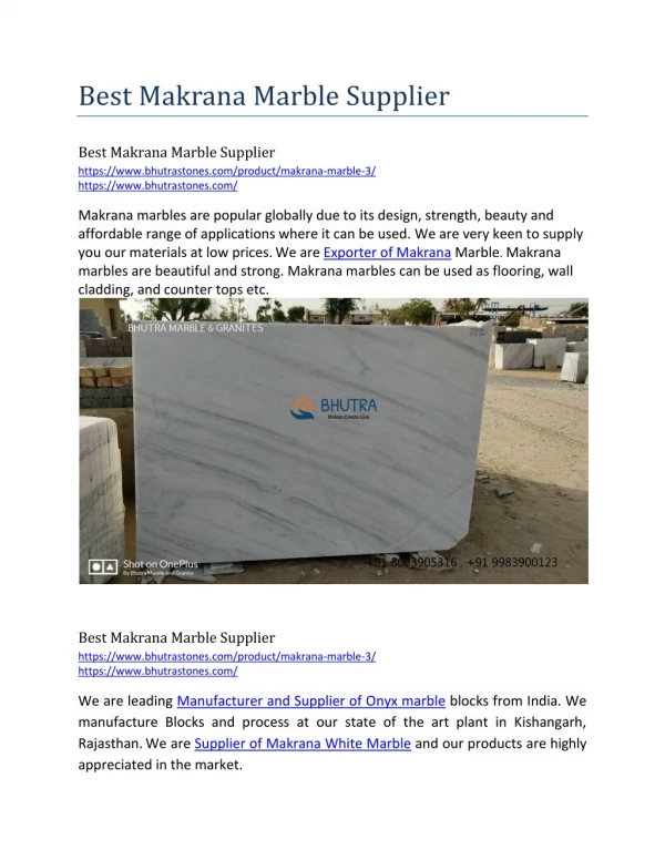 best makrana marble supplier