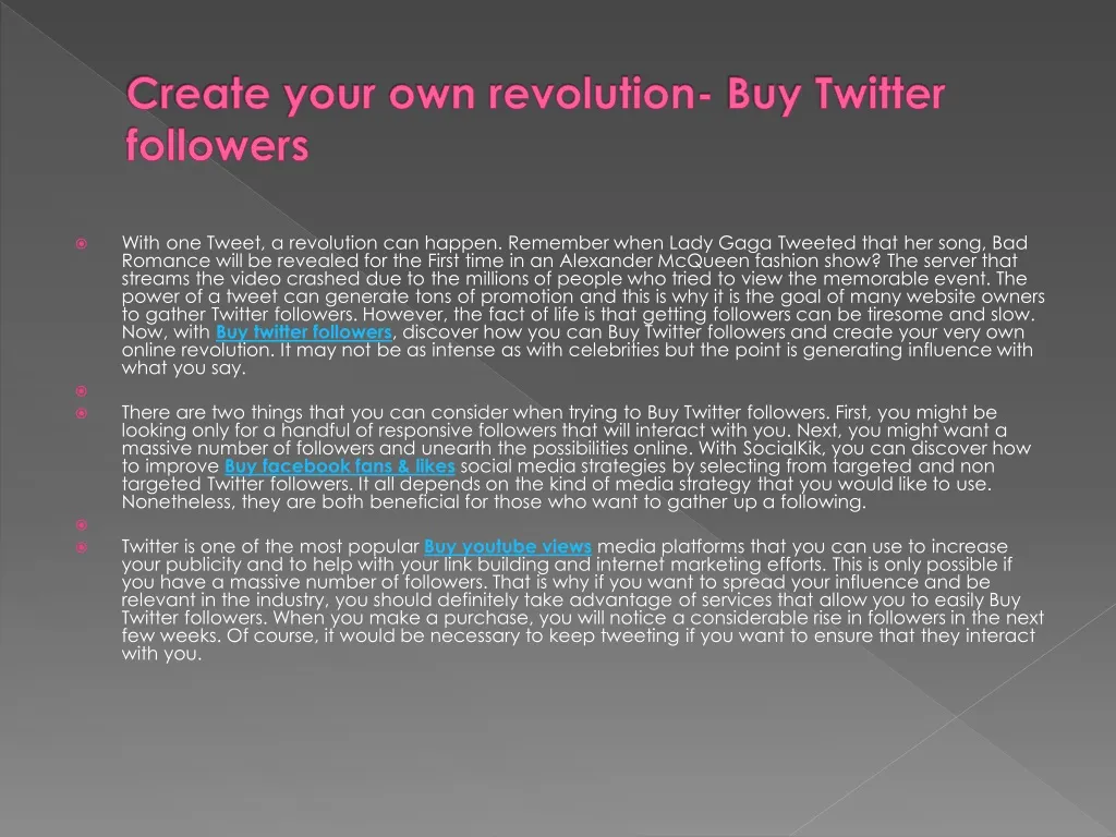 create your own revolution buy twitter followers