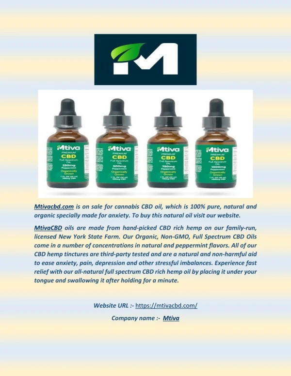 Cannabis CBD Oil for Sale - Mtivacbd.com