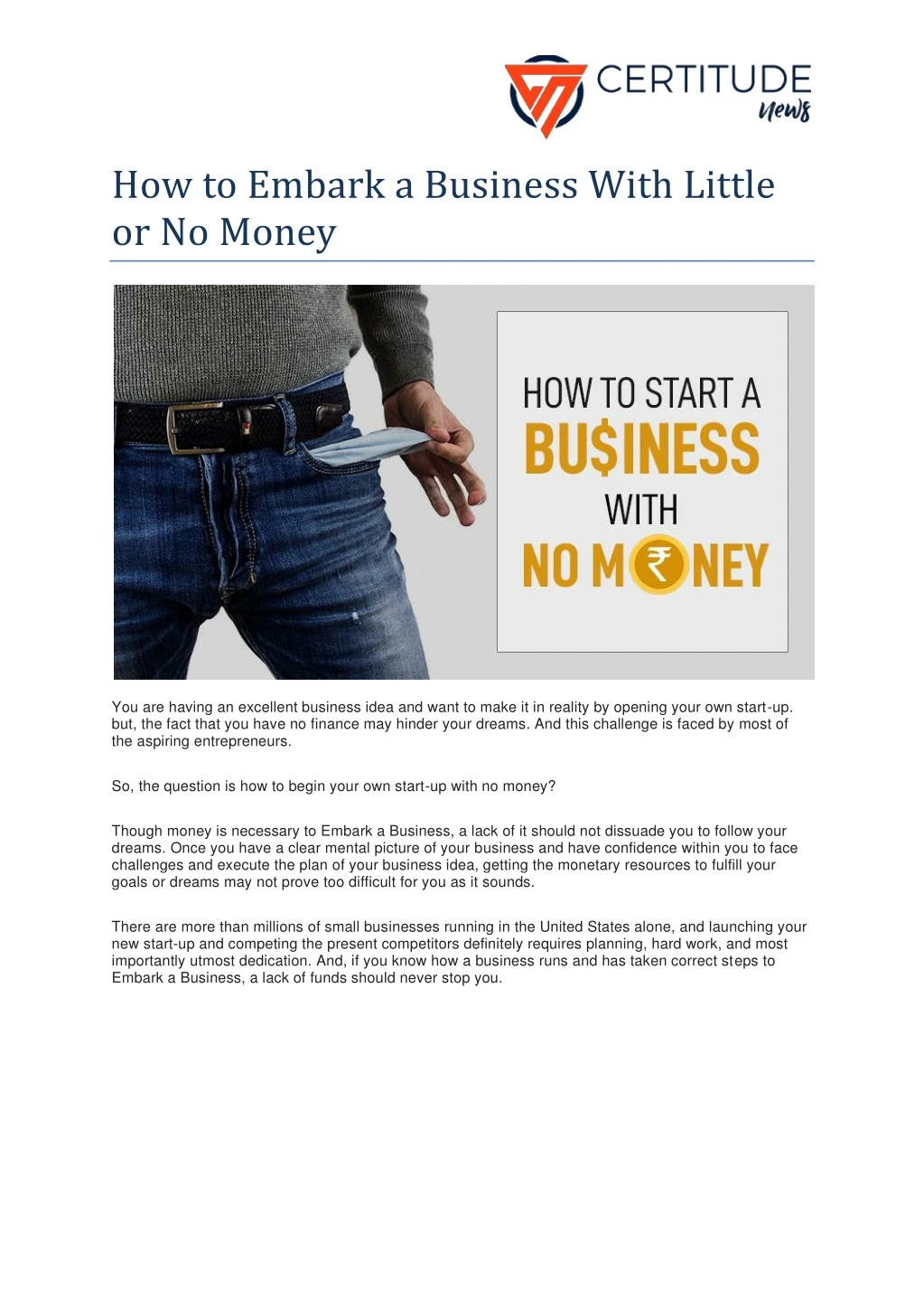 how to embark a business with little or no money
