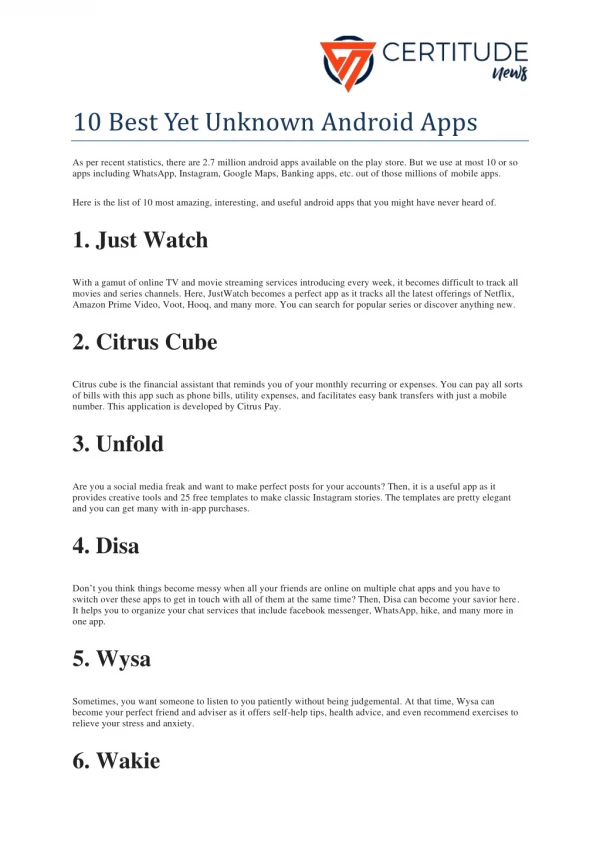 10 best yet unknown android apps