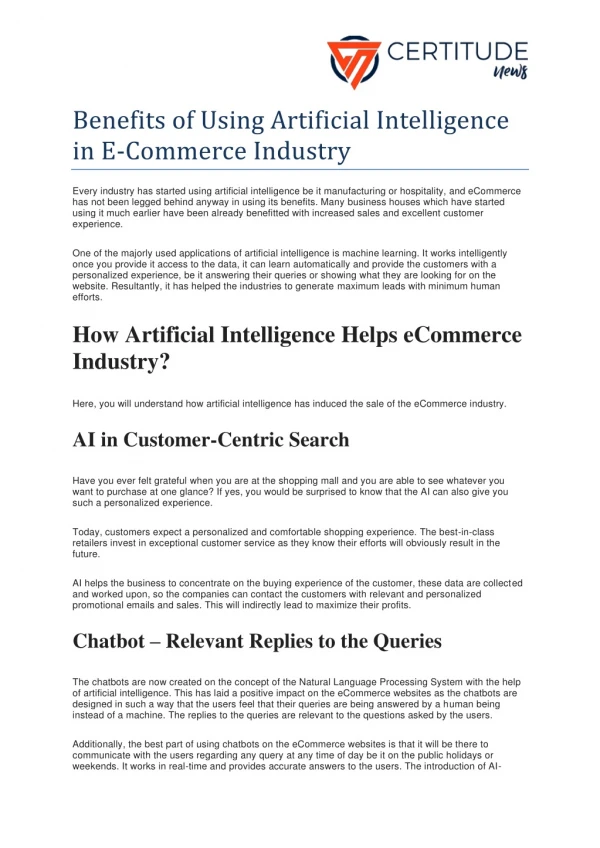 benefits of using artificial intelligence