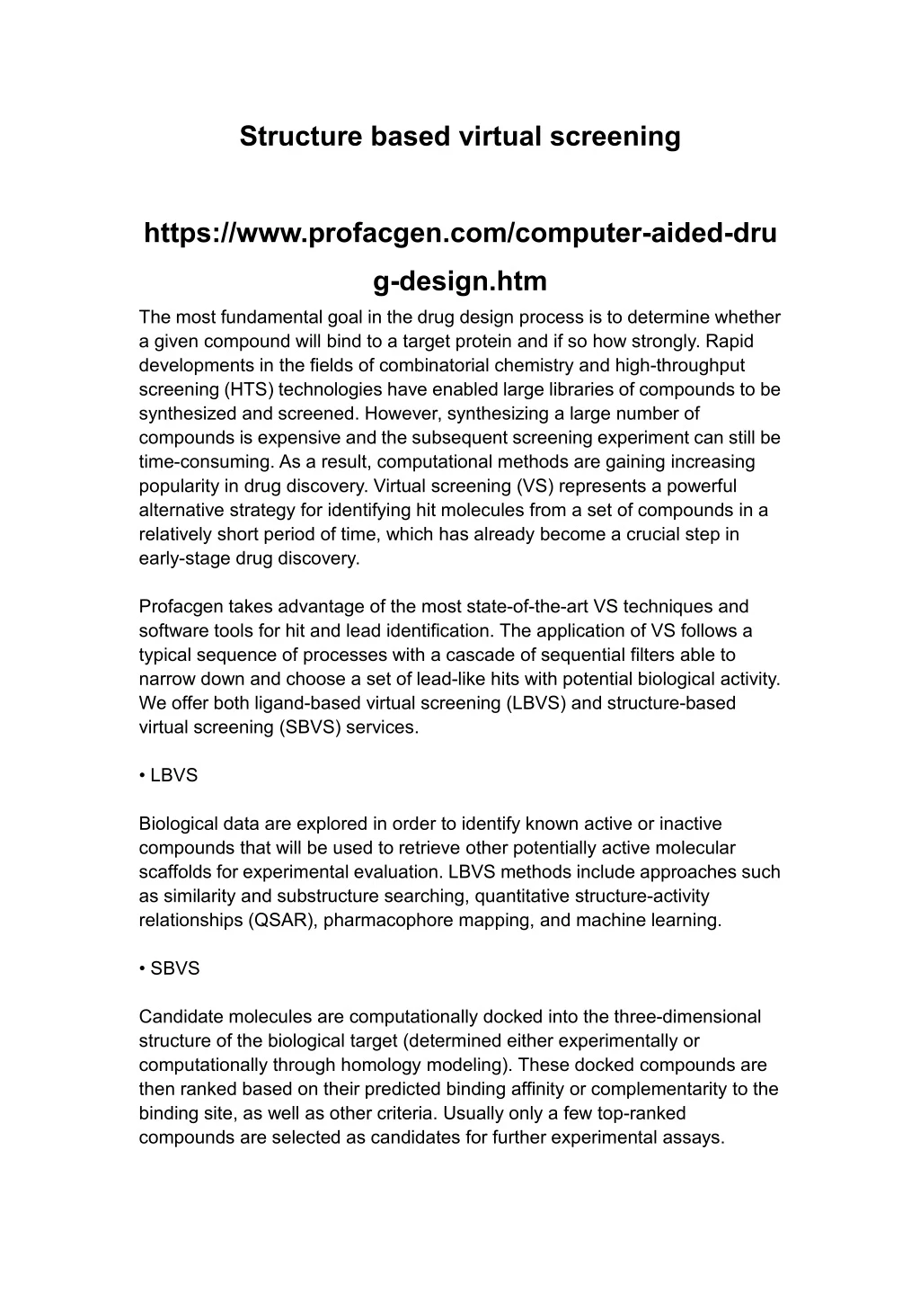 structure based virtual screening