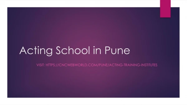 Acting school in pune for marathi