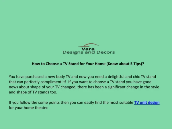 How to Choose a TV Stand for Your Home (Know about 5 Tips)?