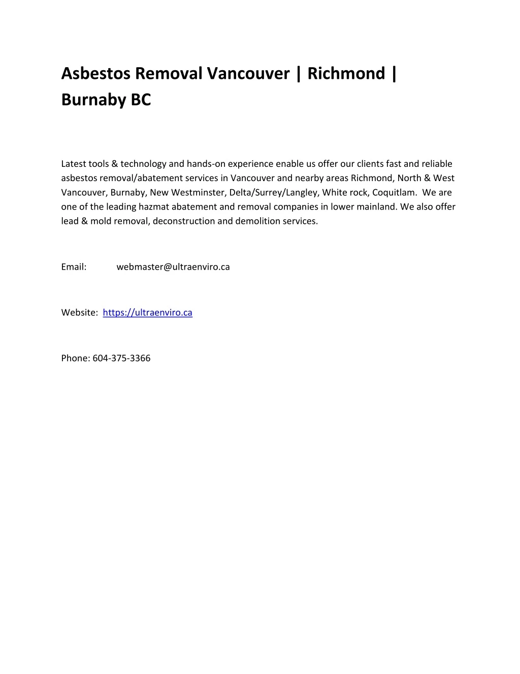 asbestos removal vancouver richmond burnaby bc