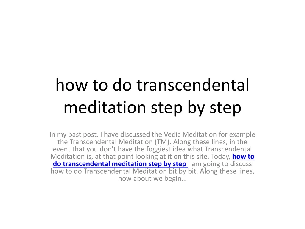 how to do transcendental meditation step by step