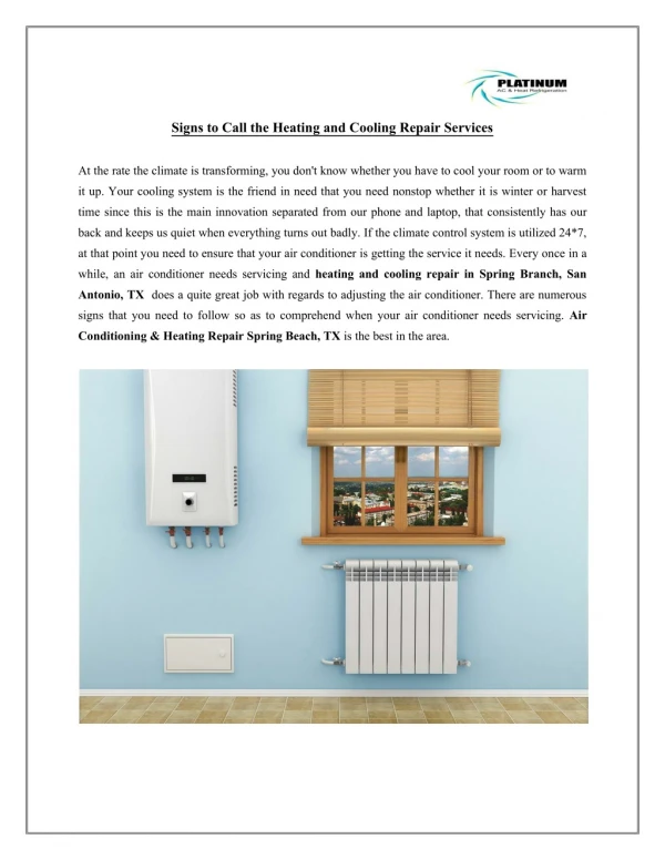 Signs to Call the Heating and Cooling Repair Services