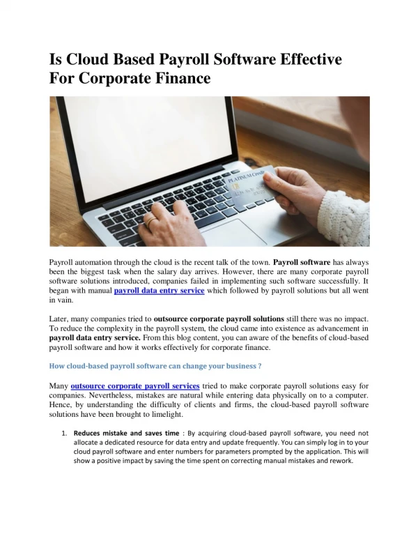 Is Cloud Based Payroll Software Effective For Corporate Finance