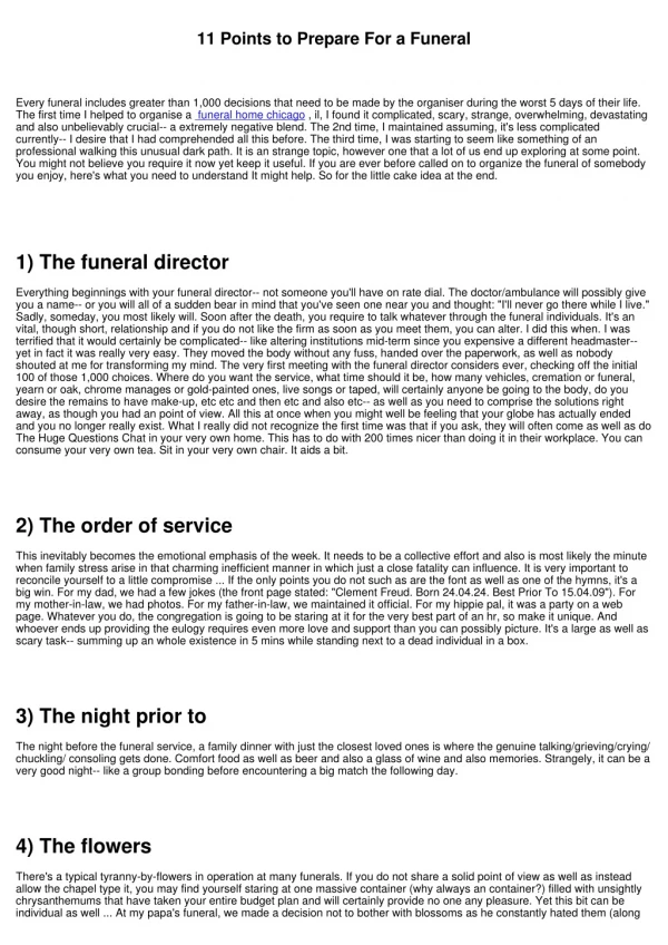 11 points to prepare for a funeral