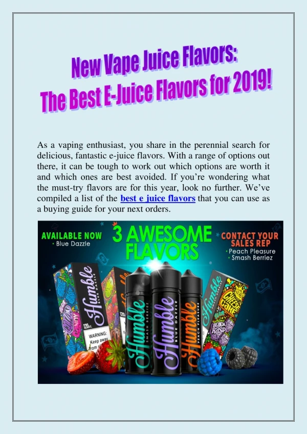 Best vape juice flavors in the USA at Humble Juice Co.