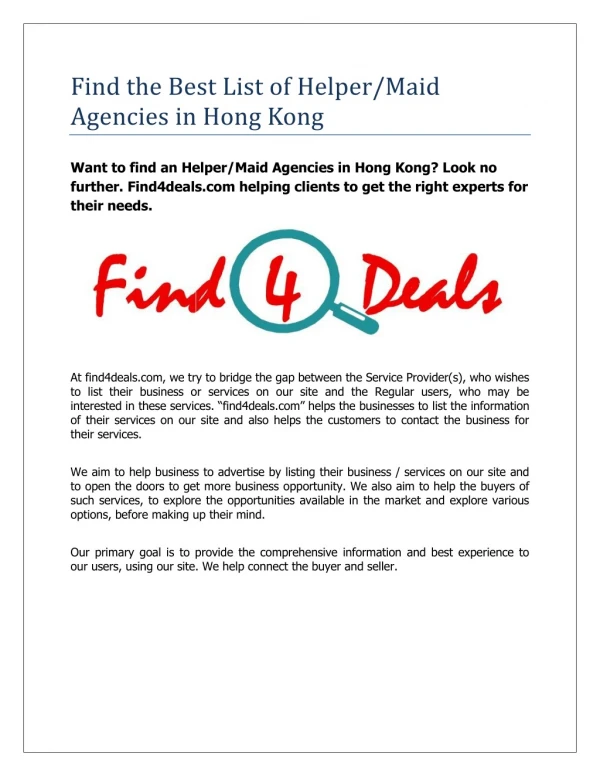 Find the Best List of Helper/Maid Agencies in Hong Kong