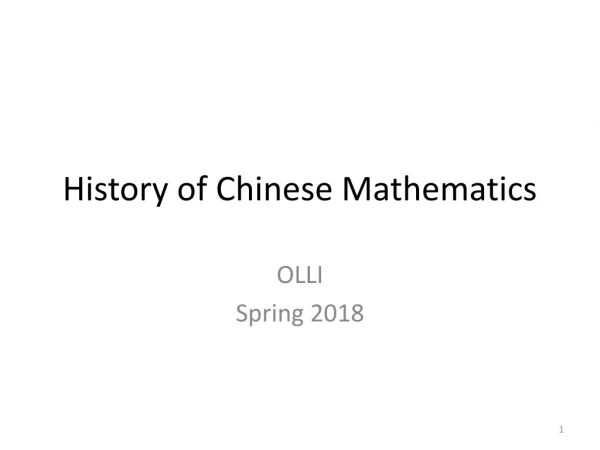 History of Chinese Mathematics