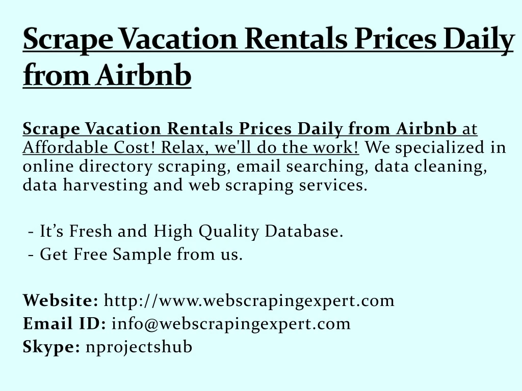 scrape vacation rentals prices daily from airbnb