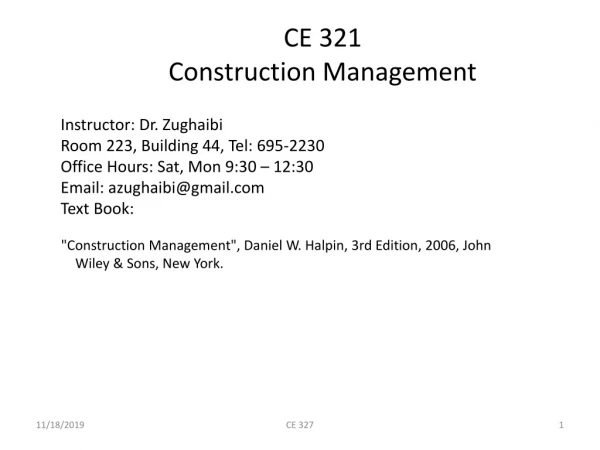 CE 321 Construction Management