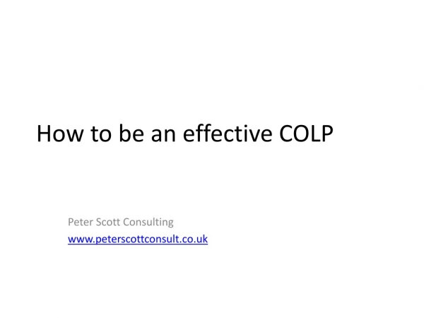 How to be an effective COLP