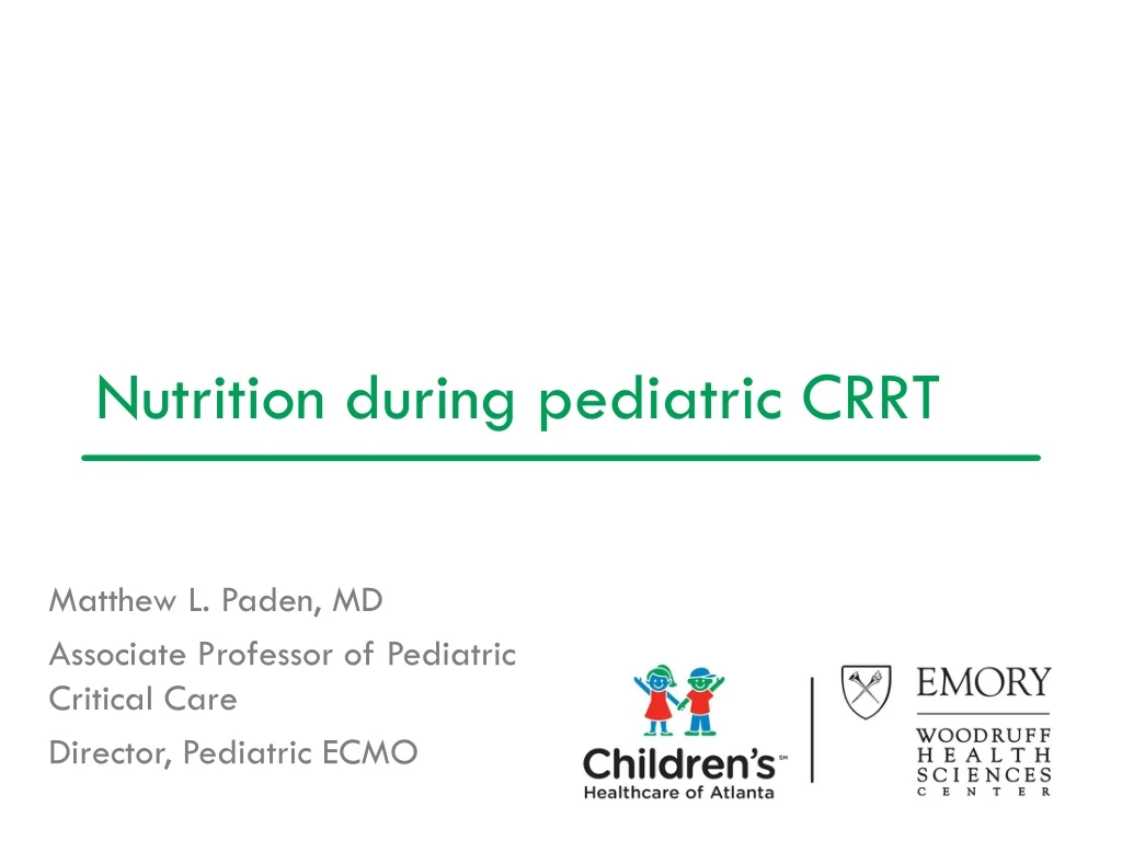nutrition during pediatric crrt