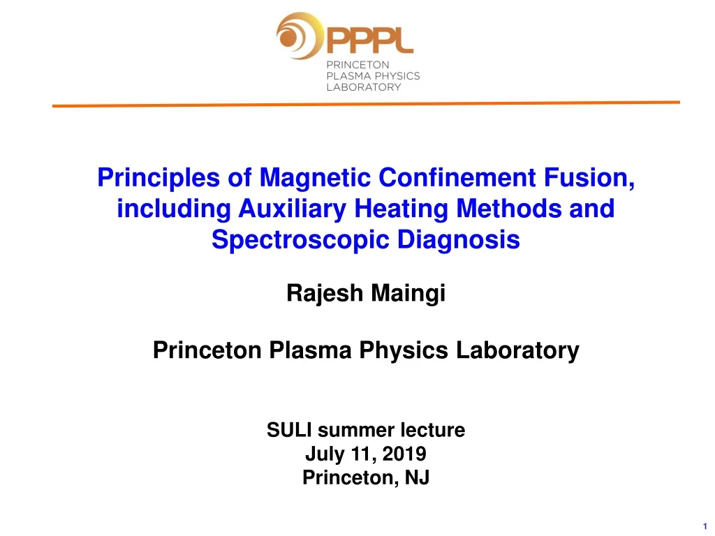 principles of magnetic confinement fusion
