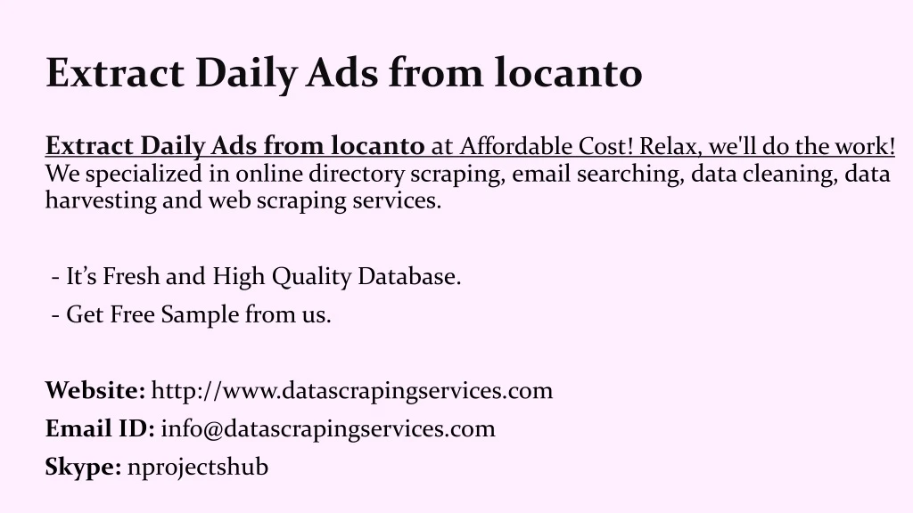 extract daily ads from locanto