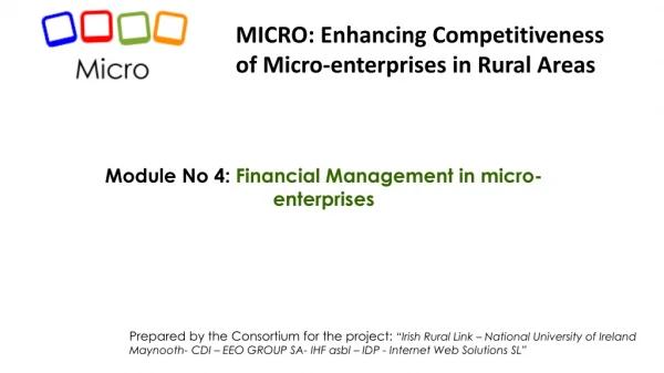 Module No 4: Financial Management in micro-enterprises