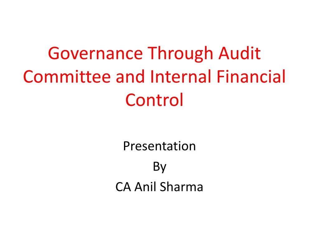 governance through audit committee and internal financial control