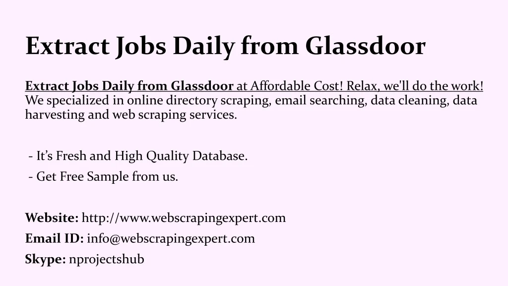 extract jobs daily from glassdoor