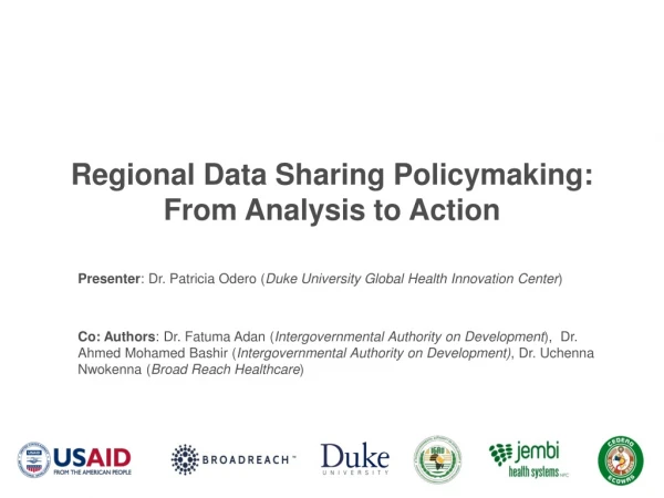 Regional Data Sharing Policymaking: From Analysis to Action