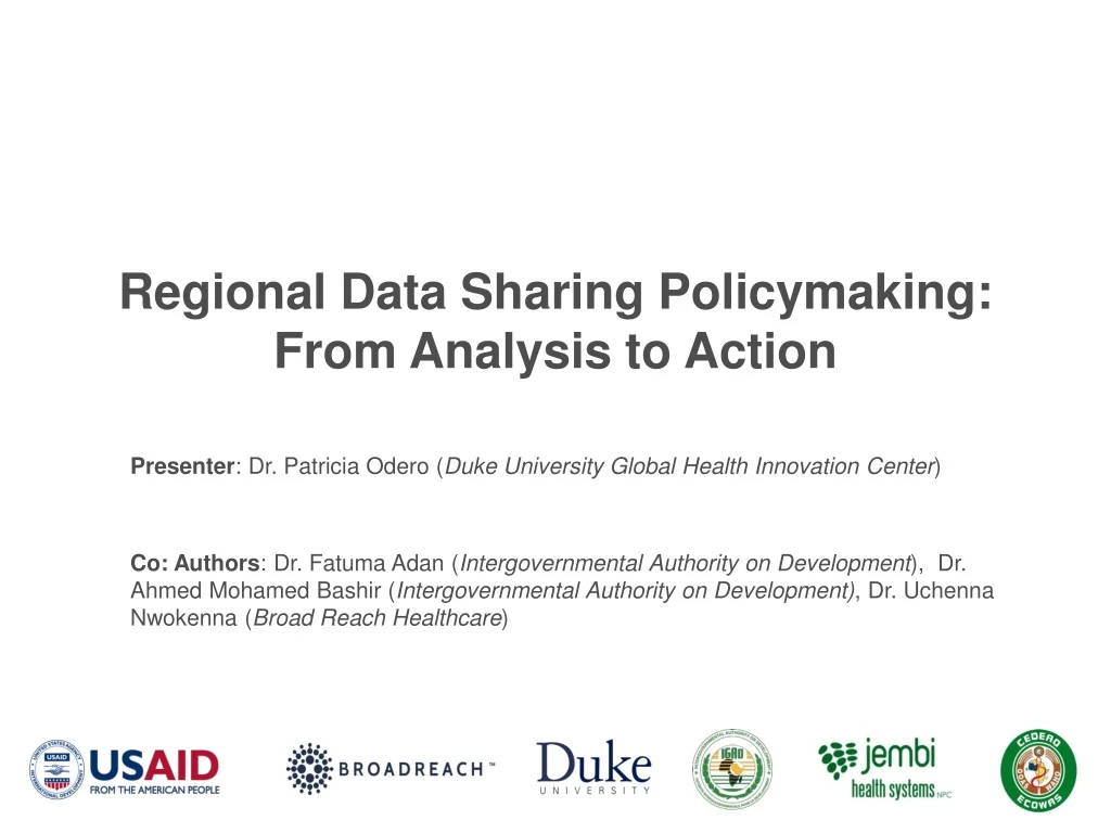 regional data sharing policymaking from analysis to action