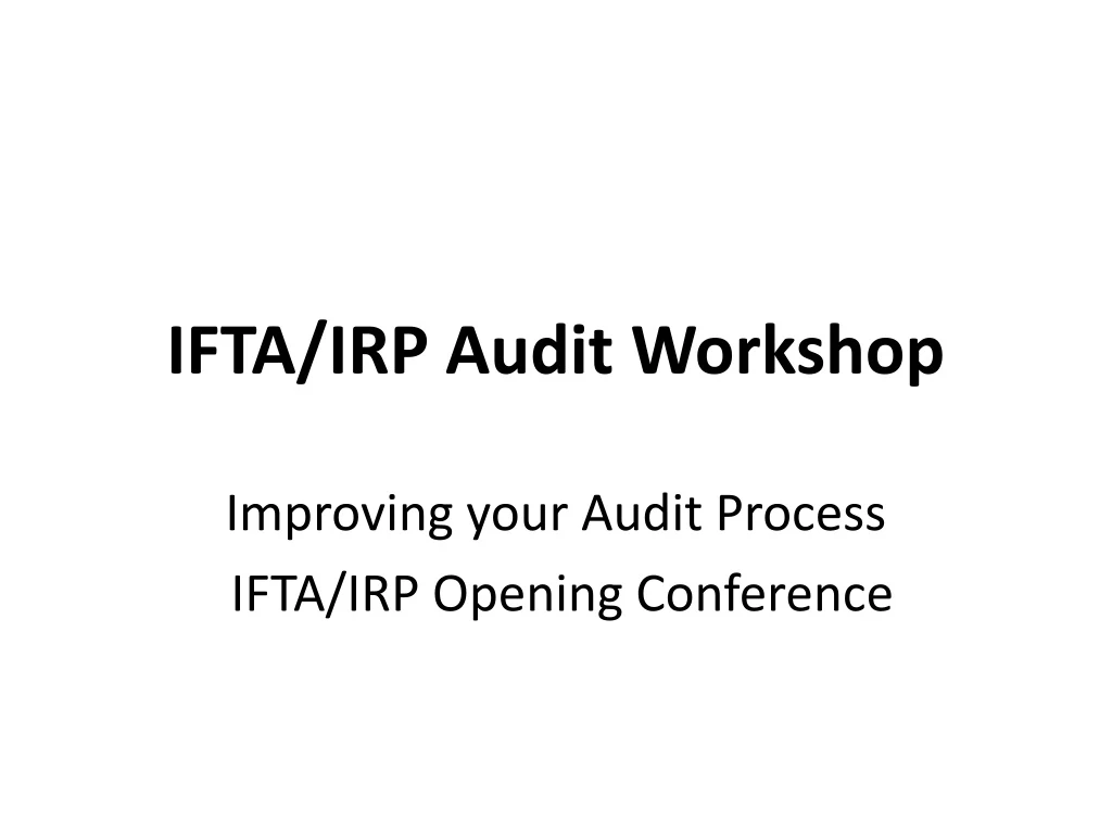 ifta irp audit workshop