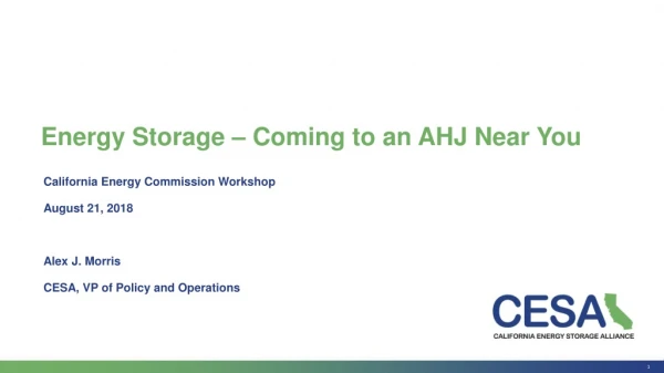 Energy Storage – Coming to an AHJ Near You