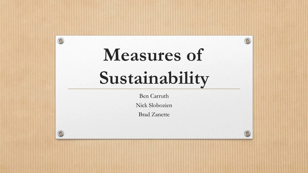 measures of sustainability