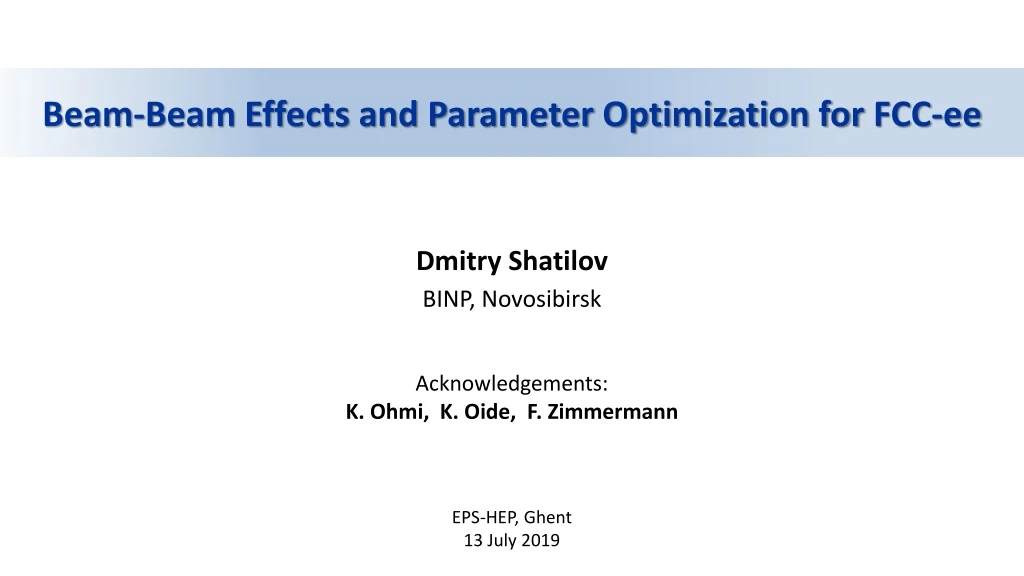 beam beam effects and parameter optimization