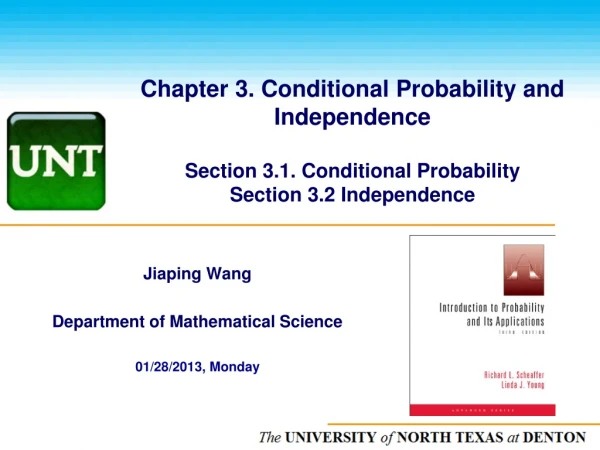 Jiaping Wang Department of Mathematical Science 01/28/2013, Monday