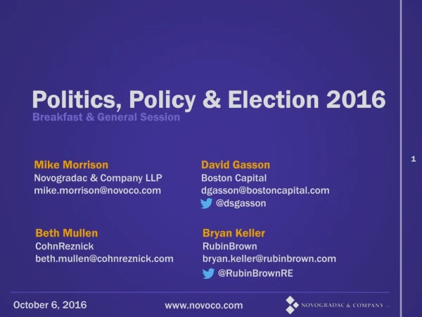 Politics, Policy &amp; Election 2016