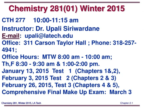 Chemistry 281(01) Winter 2015