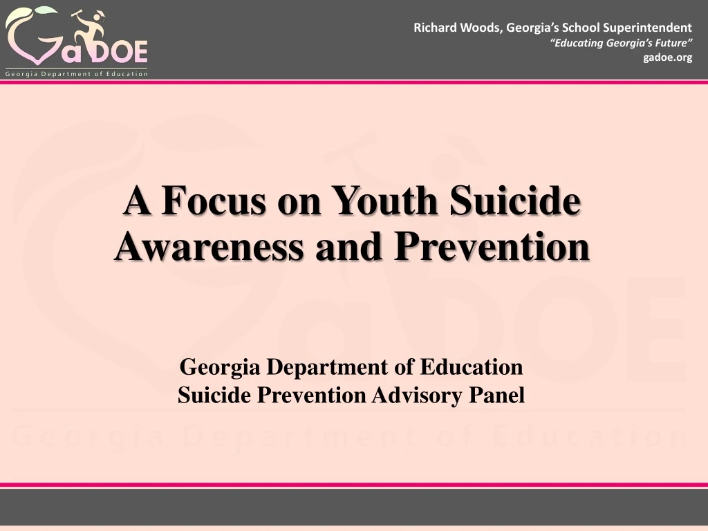 a focus on youth suicide awareness and prevention