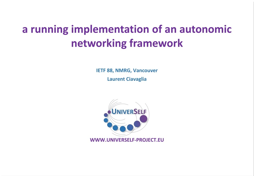 a running implementation of an autonomic