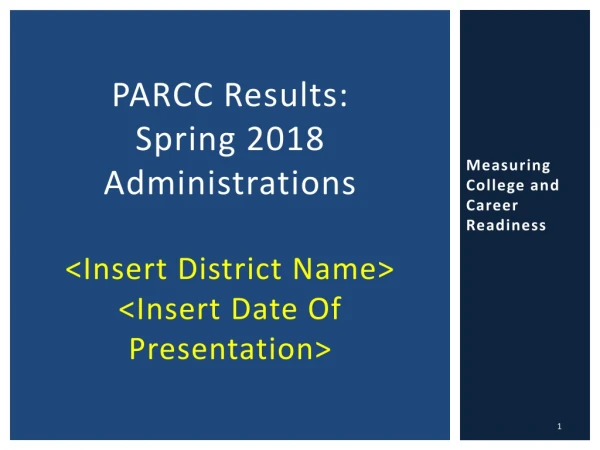 PARCC Results: Spring 2018 Administrations &lt;Insert District Name&gt; &lt;Insert Date Of Presentation&gt;