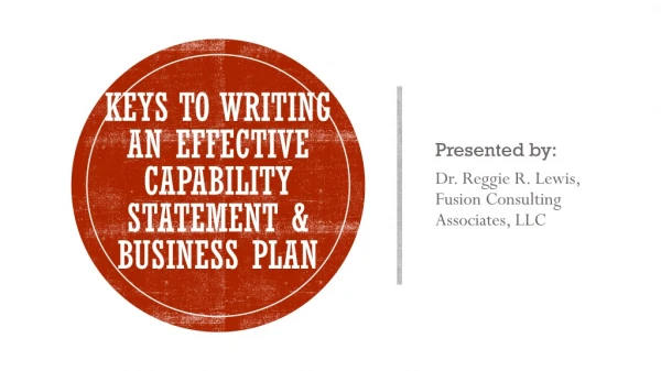 Keys to Writing an EFFECTIVE Capability Statement &amp; Business Plan