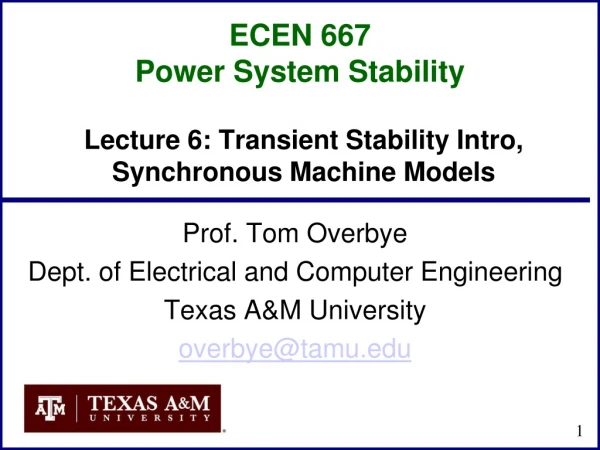 ECEN 667 Power System Stability