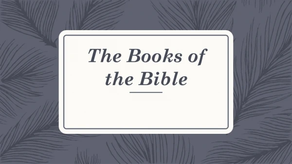 The Books of the Bible