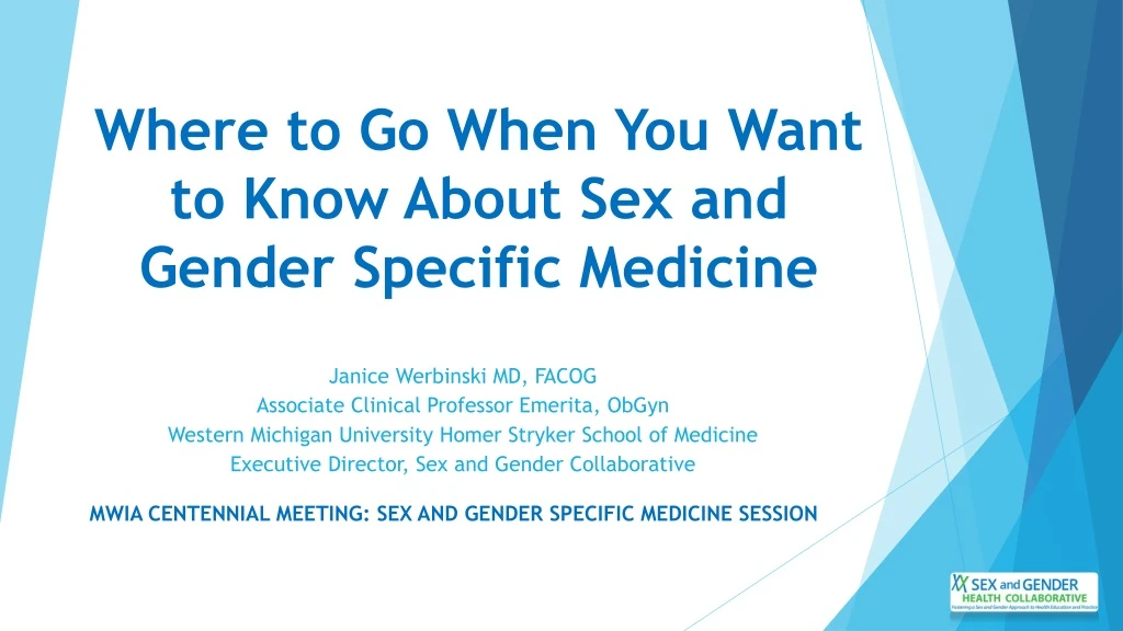 where to go when you want to know about sex and gender specific medicine