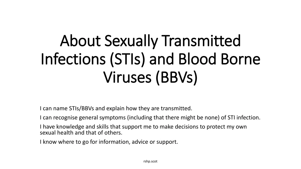 about sexually transmitted infections stis and blood borne viruses bbvs