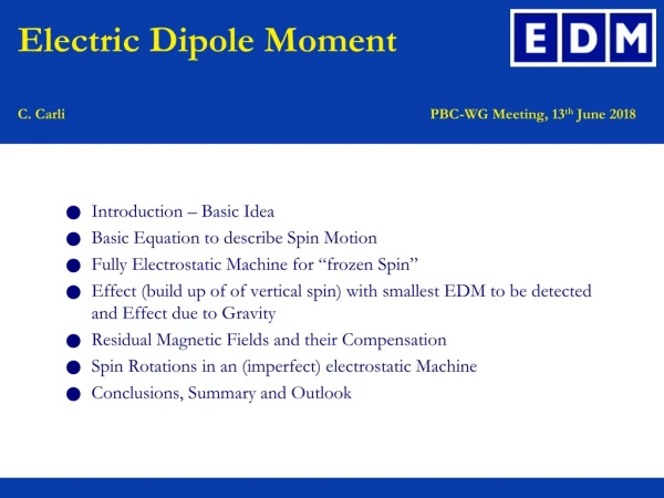 Introduction – Basic Idea Basic Equation to describe Spin Motion