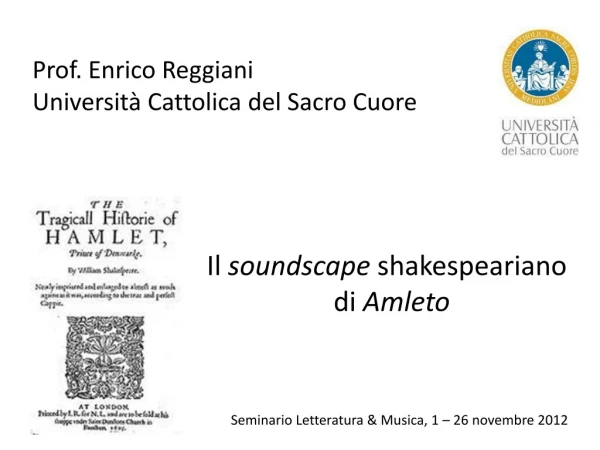 Seminario Letteratura &amp; Musica, 1 – 26 novembre 2012