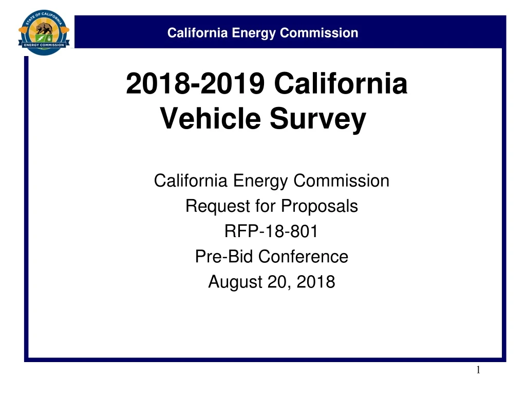 california energy commission request for proposals rfp 18 801 pre bid conference august 20 2018