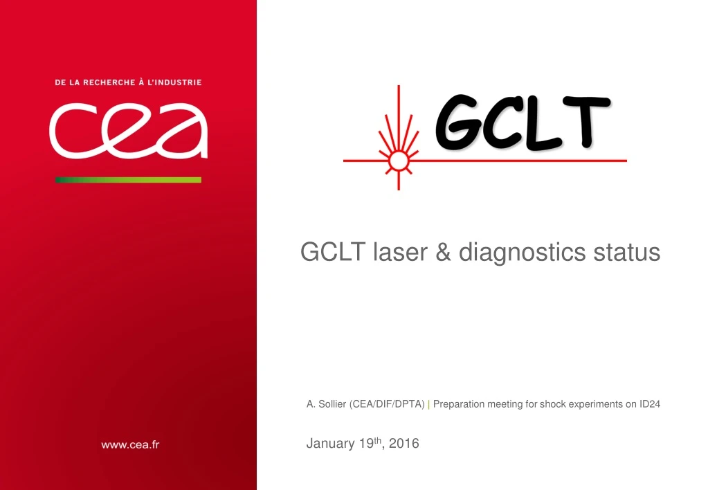 gclt laser diagnostics status