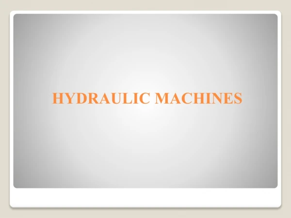 hydraulic machines